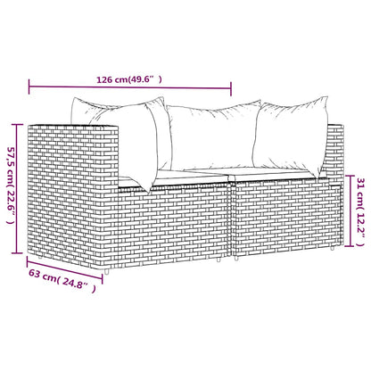 Garten-Ecksofas mit Kissen 2 Stk. Schwarz Poly Rattan