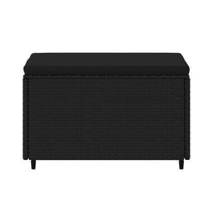 Gartenhocker mit Kissen Schwarz Poly Rattan