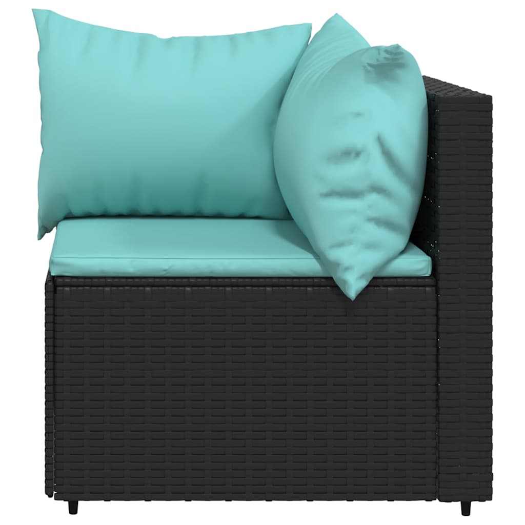 Garten-Ecksofas mit Kissen 2 Stk. Schwarz Poly Rattan