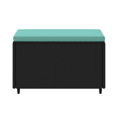 Gartenhocker mit Kissen Schwarz Poly Rattan