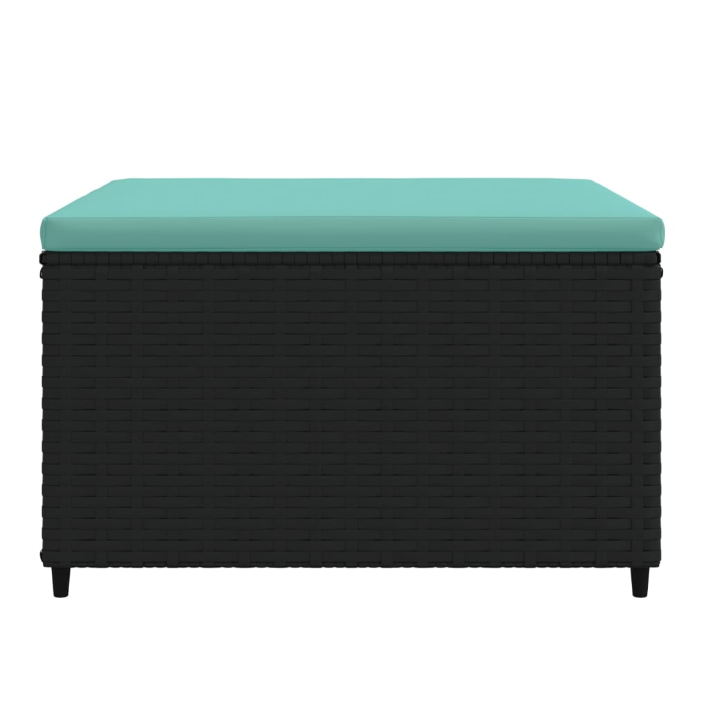 Gartenhocker mit Kissen 2 Stk. Schwarz Poly Rattan