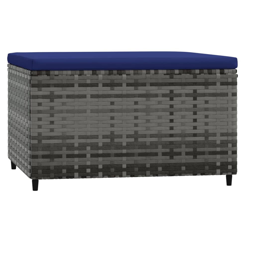 Gartenhocker mit Kissen Grau Poly Rattan