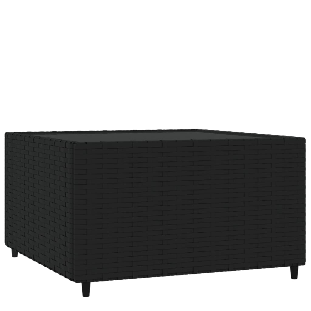 Table basse de jardin carrée noire 50 x 50 x 30 cm en résine tressée