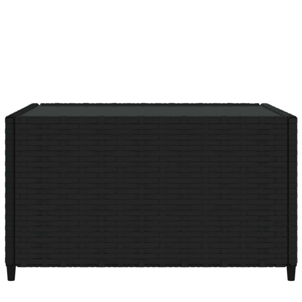 Table basse de jardin carrée noire 50 x 50 x 30 cm en résine tressée