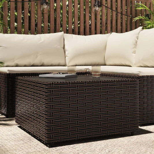 Table basse de jardin carrée marron 50 x 50 x 30 cm en résine tressée