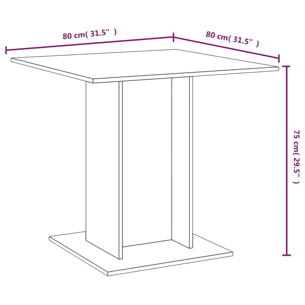 Table à manger chêne fumé 80x80x75 cm en bois