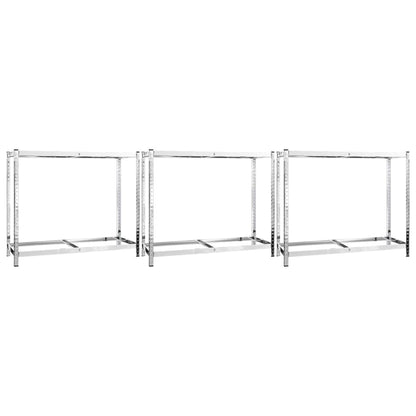 Reifenregale mit 2 Böden 3 Stk. Silbern 110x40x110 cm Stahl