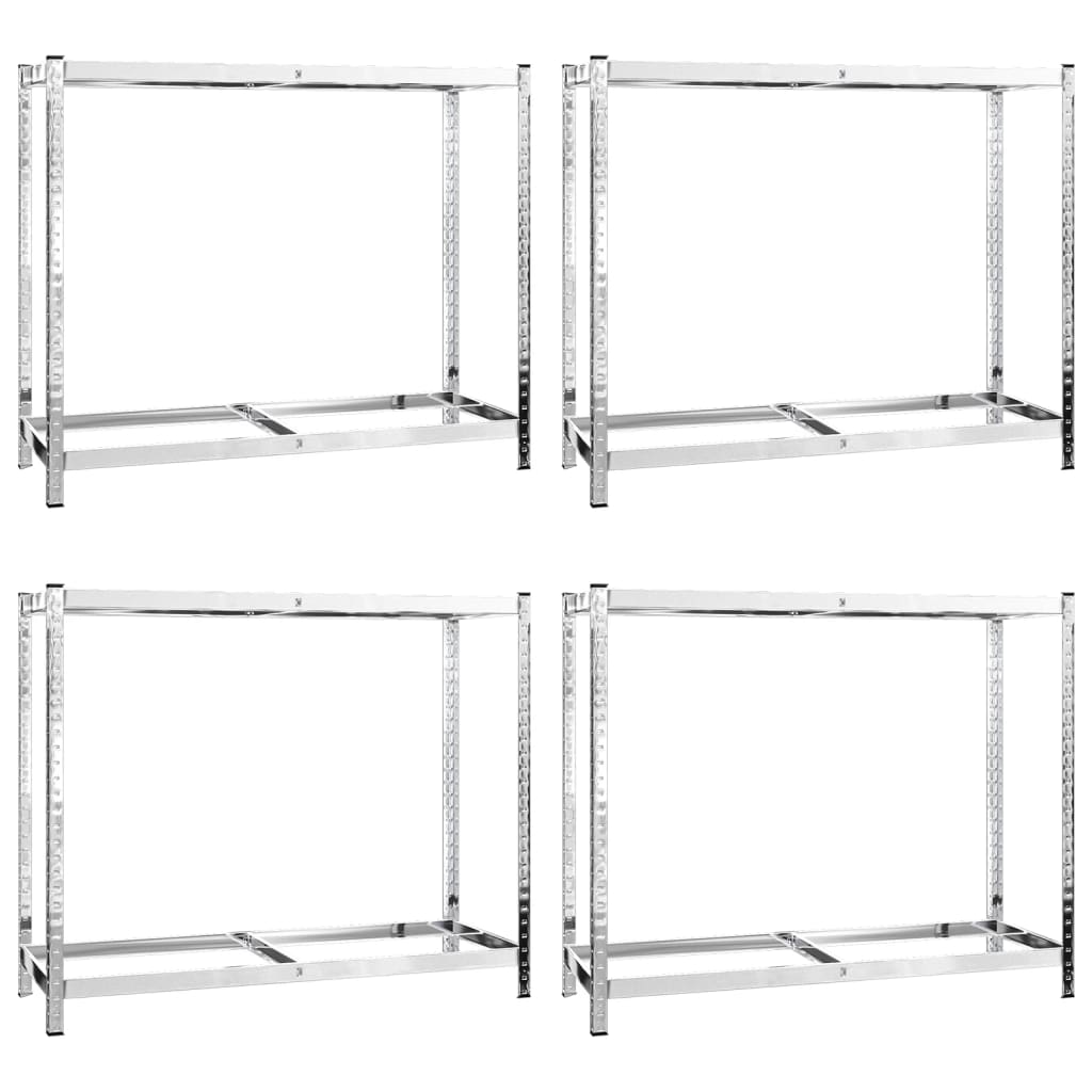 Reifenregale mit 2 Böden 4 Stk. Silbern 110x40x110 cm Stahl