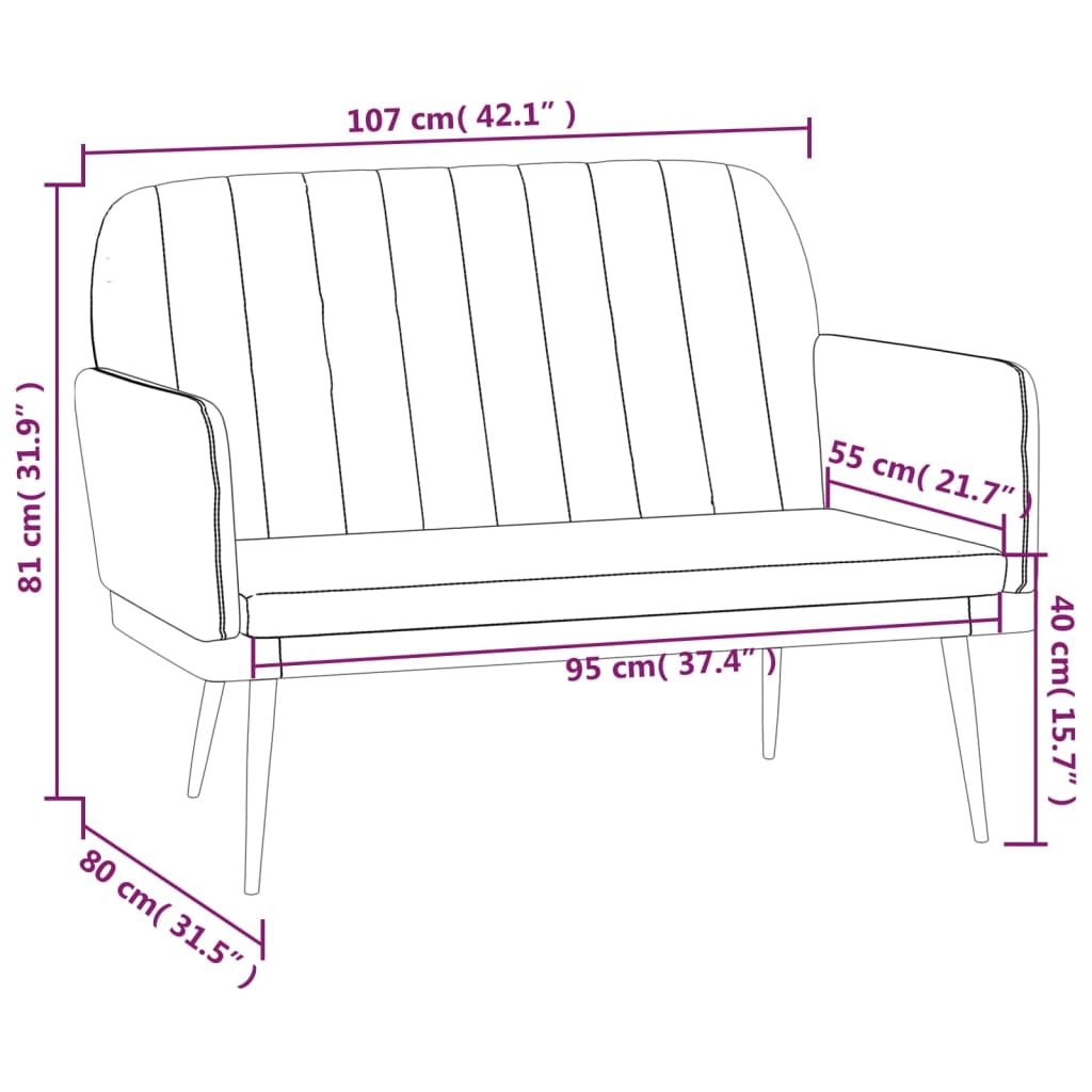 Sitzbank Schwarz 107x80x81 cm Kunstleder