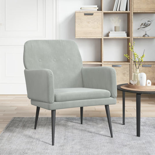 Fauteuil en velours gris clair 62x79x79 cm