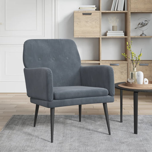 Fauteuil en velours gris foncé 62x79x79 cm