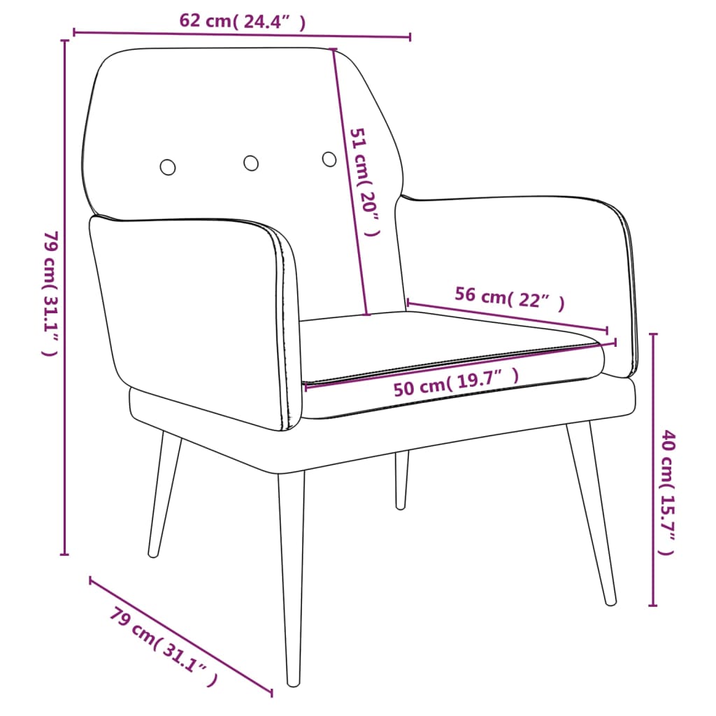 Sessel Braun 62x79x79 cm Samt