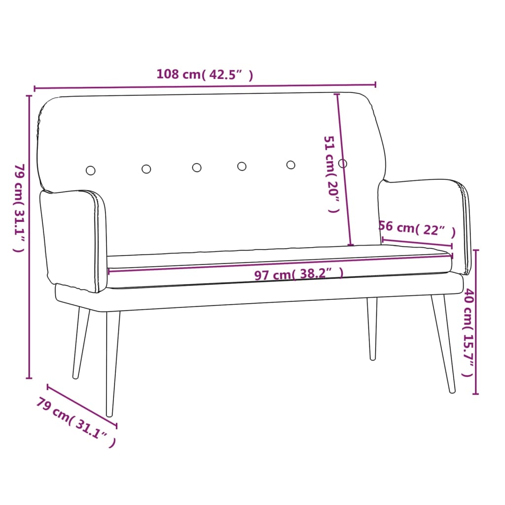 Sitzbank Rosa 108x79x79 cm Samt