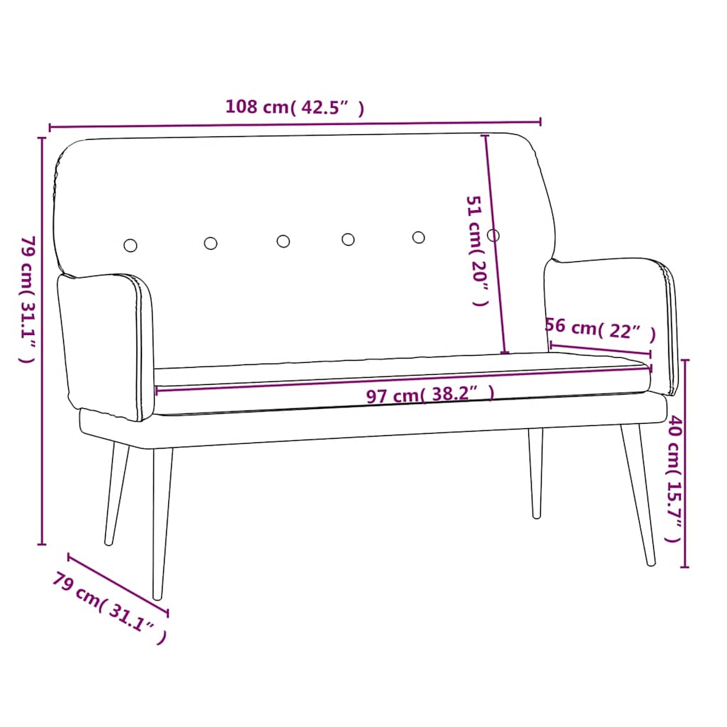 Sitzbank Gelb 108x79x79 cm Samt