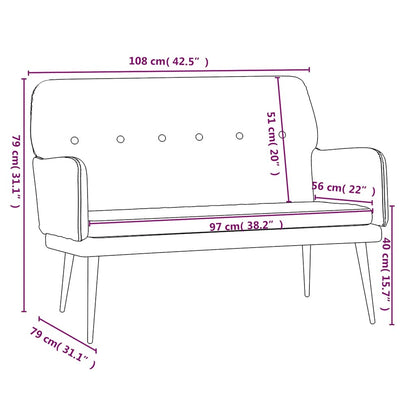 Sitzbank Blau 108x79x79 cm Samt