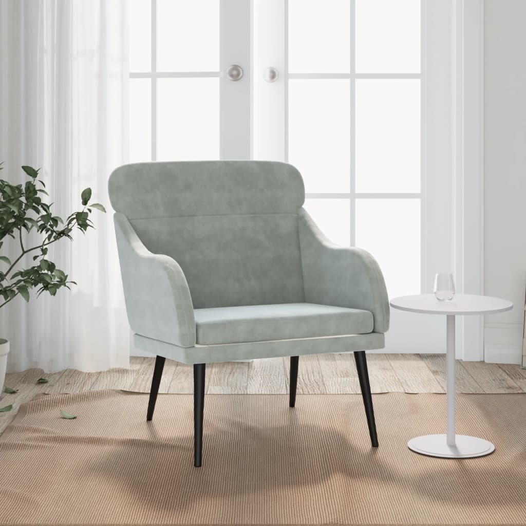 Fauteuil gris clair 63x76x80 cm velours