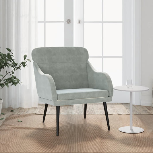 Fauteuil gris clair 63x76x80 cm velours