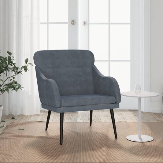 Armchair dark grey 63x76x80 cm velvet
