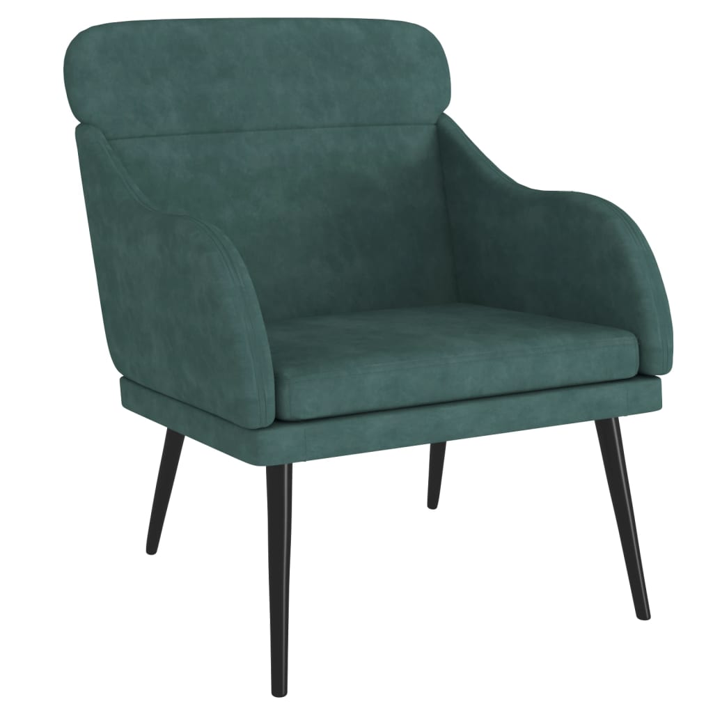 Fauteuil en velours vert foncé 63x76x80 cm
