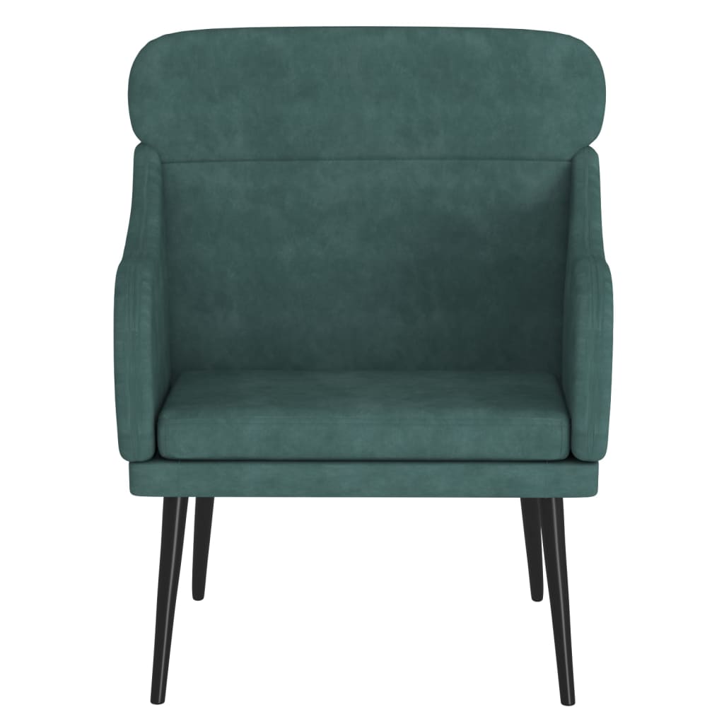 Fauteuil en velours vert foncé 63x76x80 cm