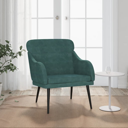 Fauteuil en velours vert foncé 63x76x80 cm