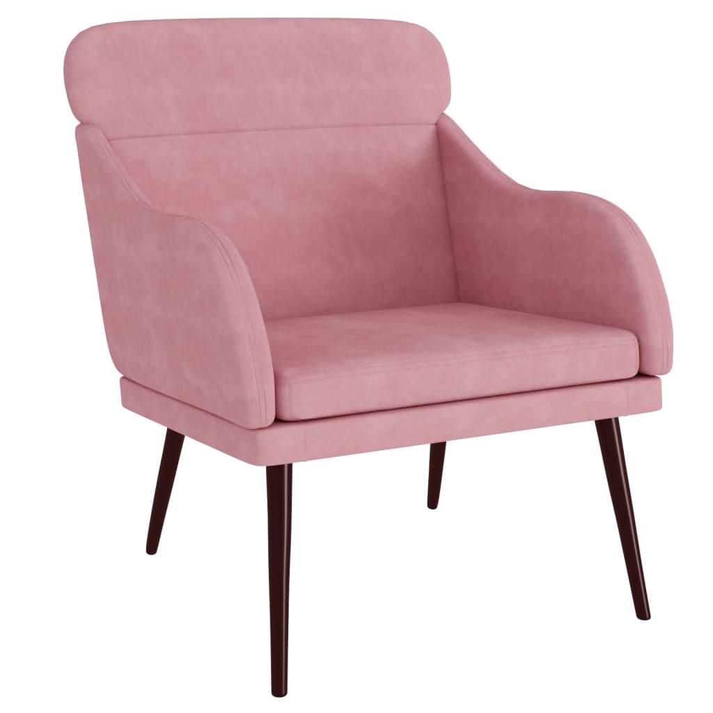 Fauteuil rose 63x76x80 cm velours