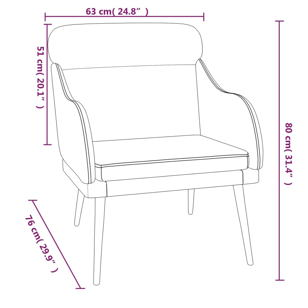 Fauteuil rose 63x76x80 cm velours