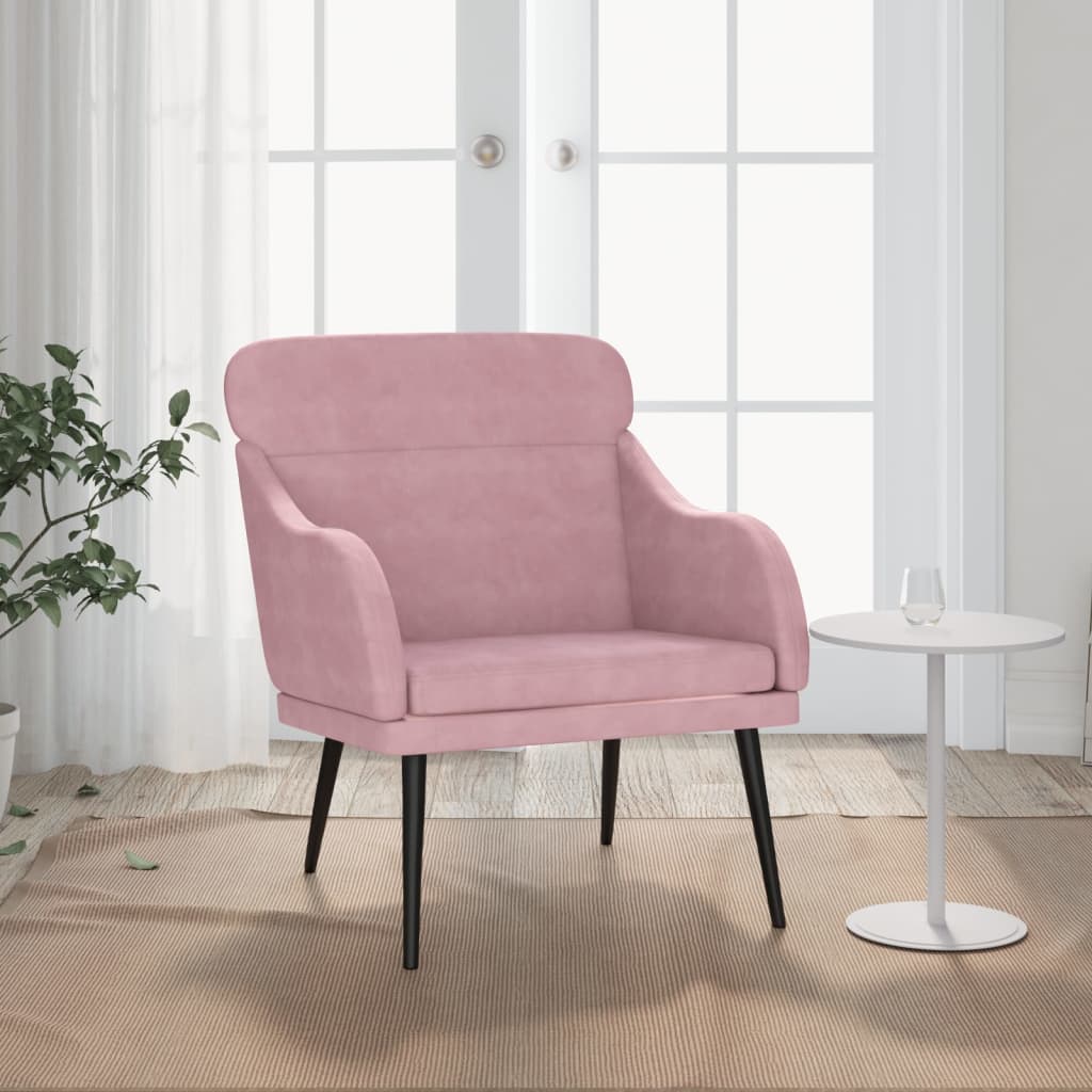 Fauteuil rose 63x76x80 cm velours