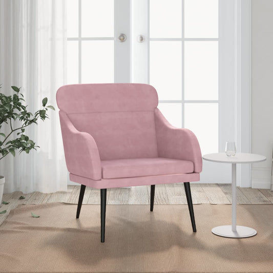 Fauteuil rose 63x76x80 cm velours
