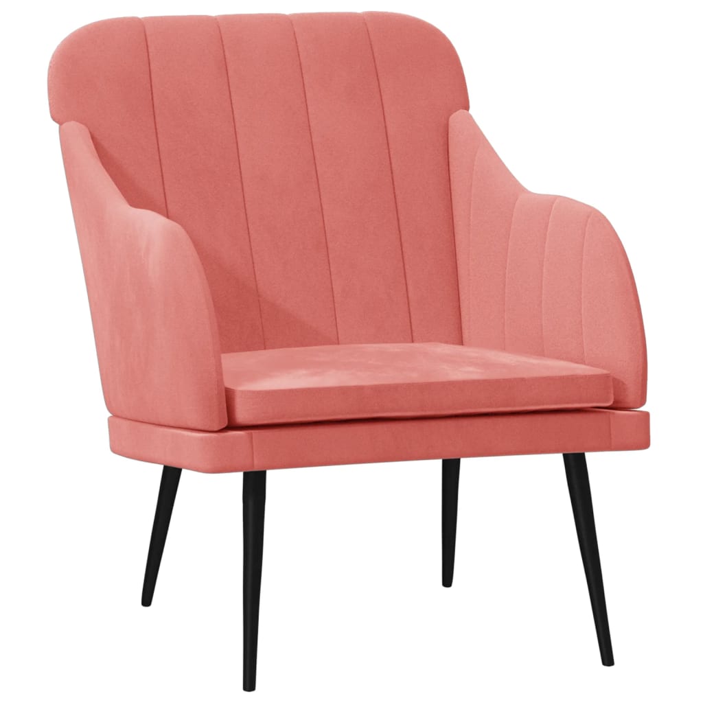 Fauteuil rose 63x76x80 cm velours