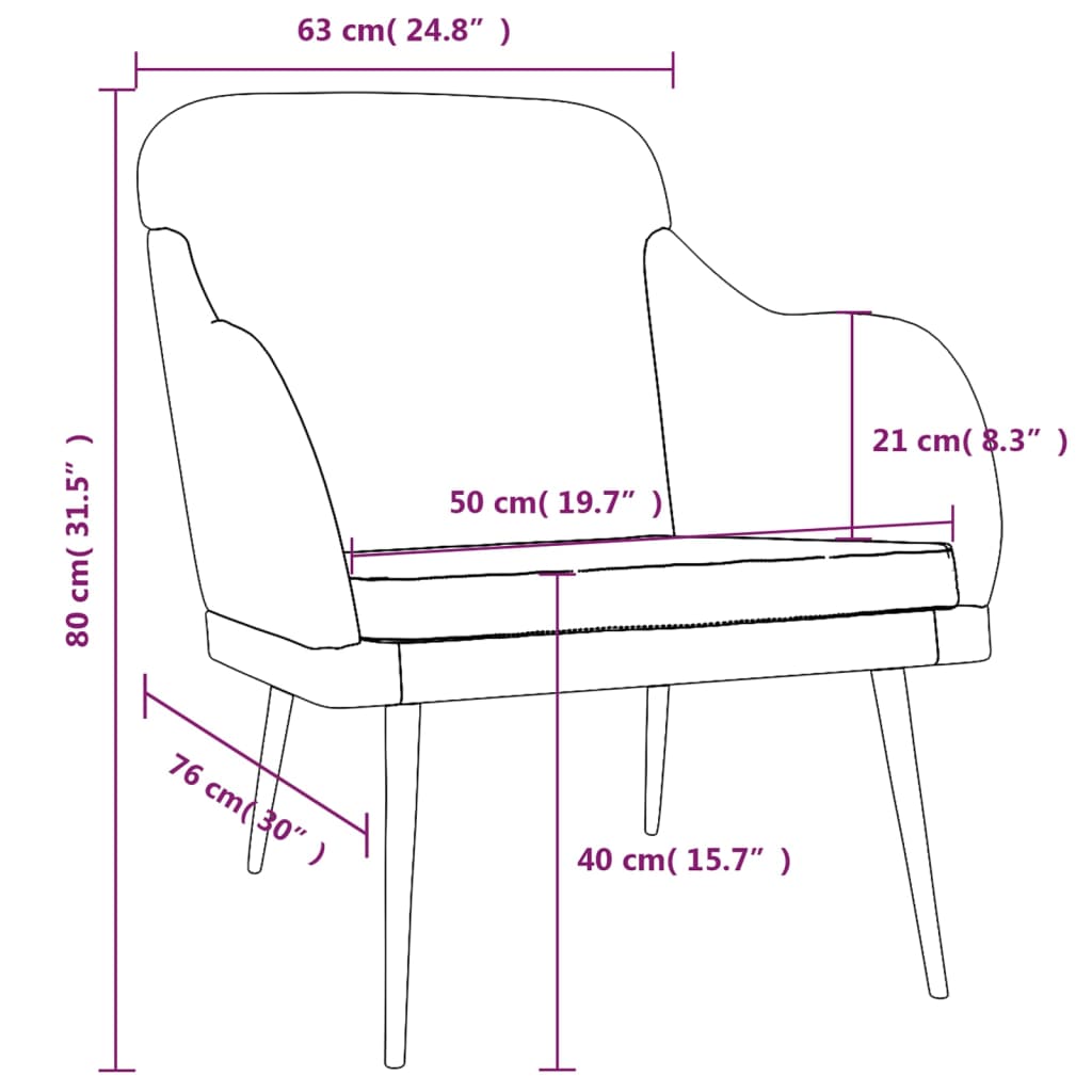 Fauteuil rose 63x76x80 cm velours
