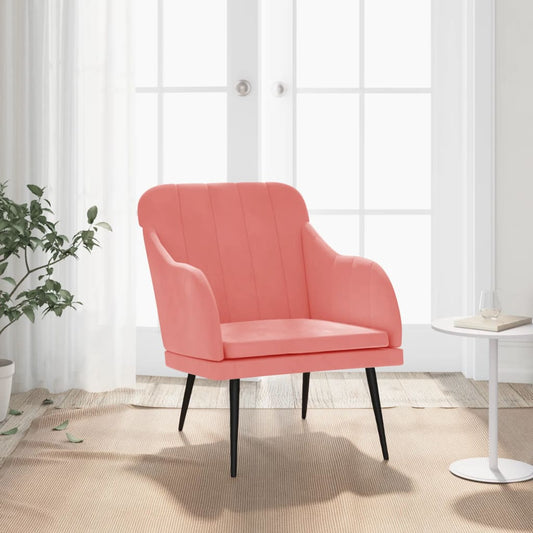 Fauteuil rose 63x76x80 cm velours