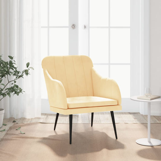 Fauteuil crème 63x76x80 cm velours