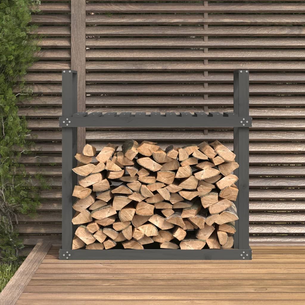 Etagère à bois de cheminée gris 110x35x108,5 cm bois de pin massif