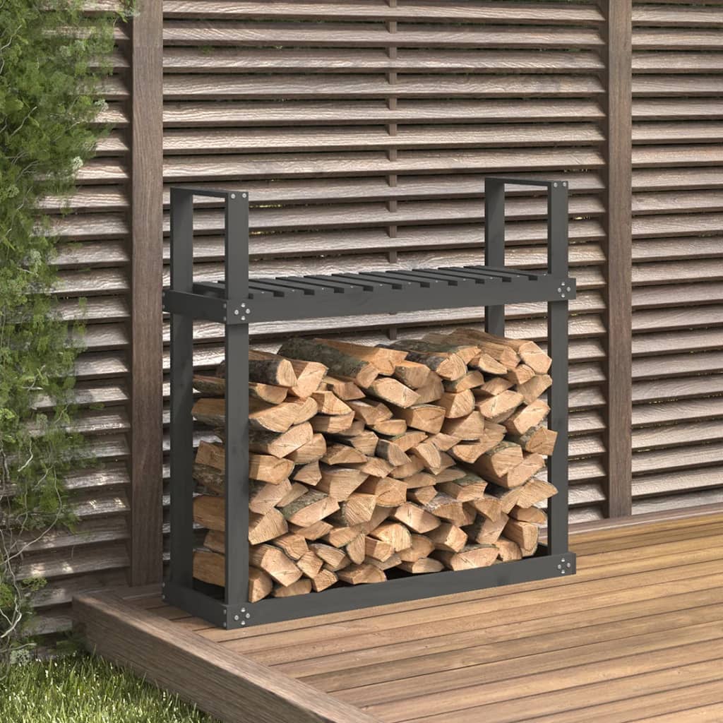 Etagère à bois de cheminée gris 110x35x108,5 cm bois de pin massif