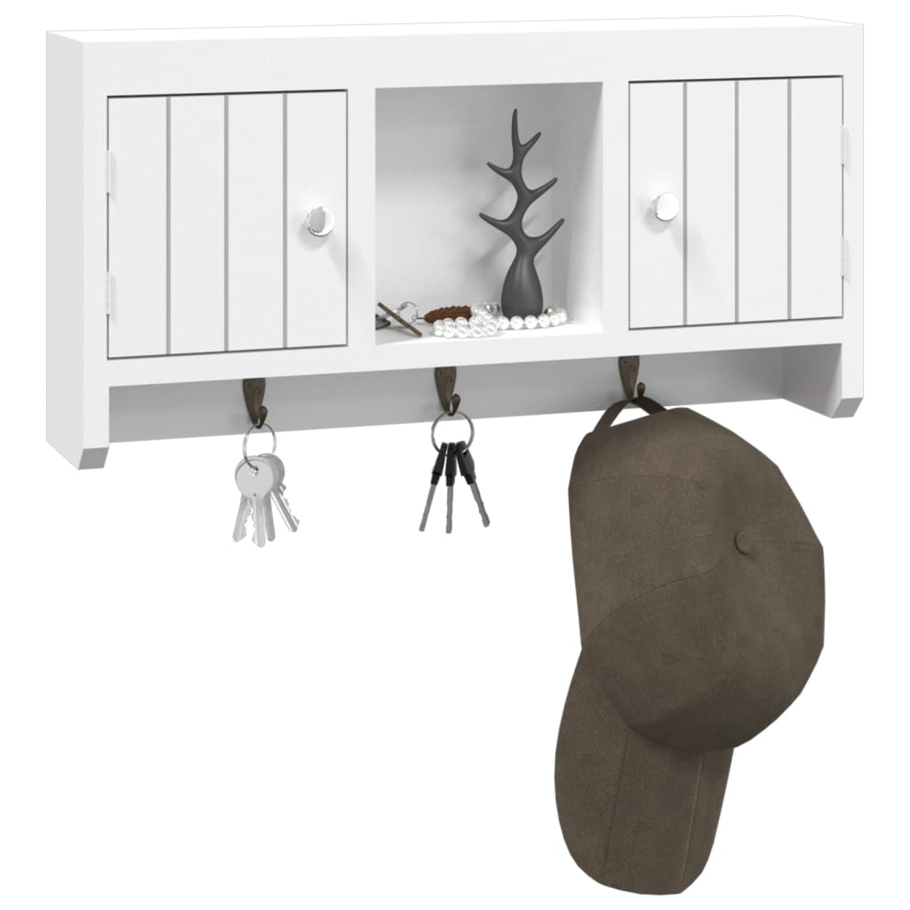 Armoire à clés blanche 40x8,5x20 cm en bois et acier