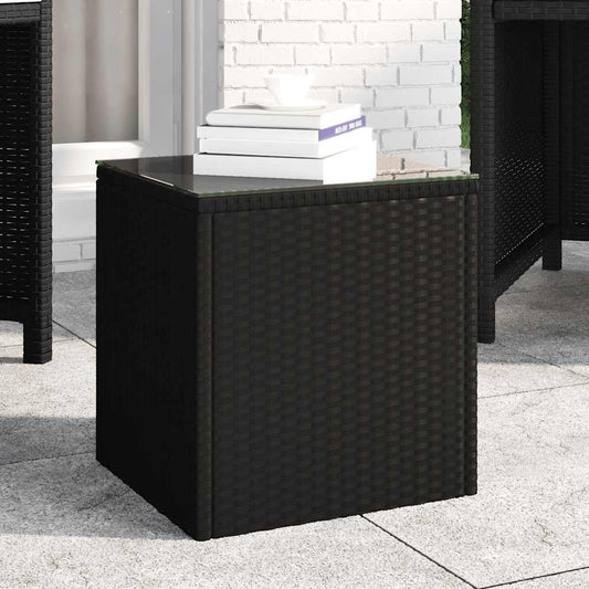 Beistelltisch Schwarz 40x37x40,5 cm Poly Rattan und Hartglas