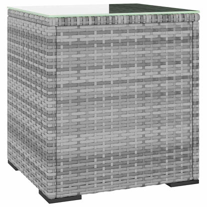 Beistelltisch Grau 40x37x40,5 cm Poly Rattan und Hartglas