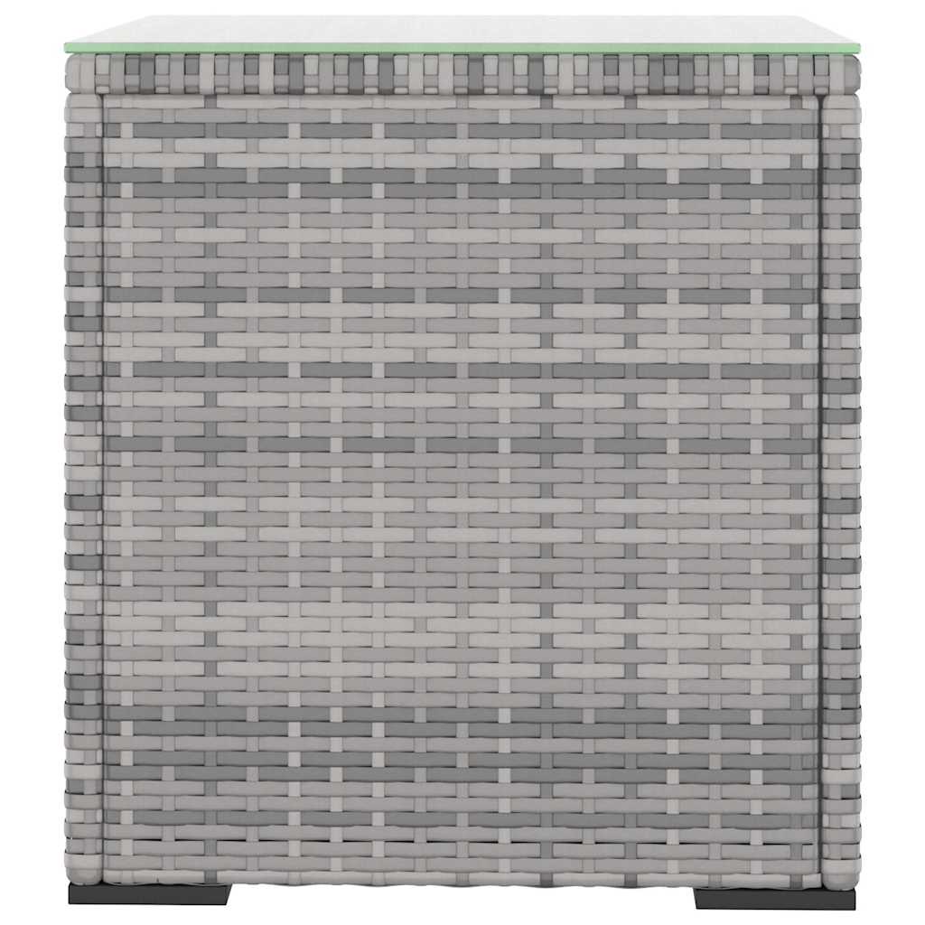 Beistelltisch Grau 40x37x40,5 cm Poly Rattan und Hartglas