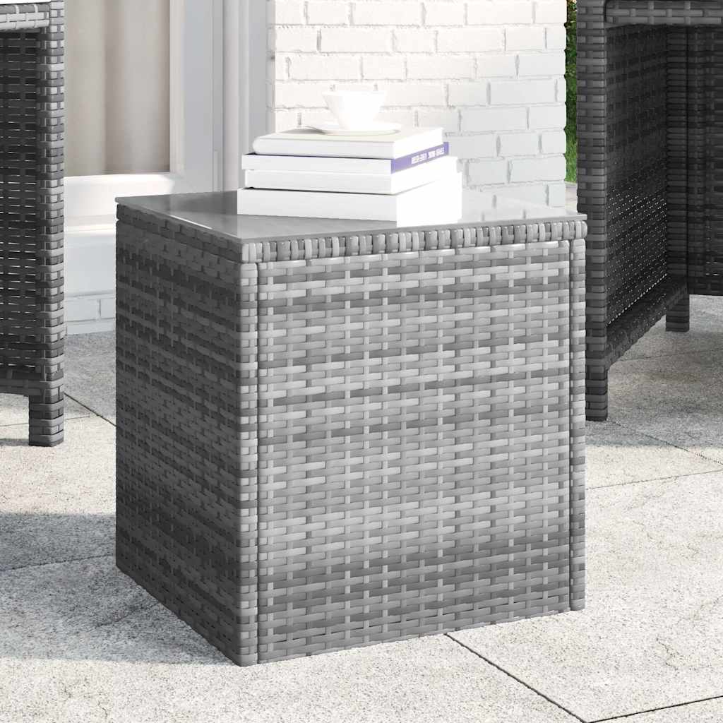 Beistelltisch Grau 40x37x40,5 cm Poly Rattan und Hartglas