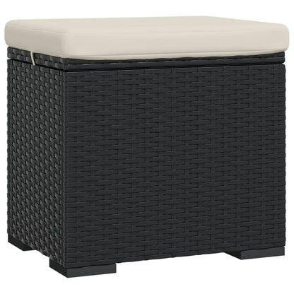 Hocker mit Kissen Schwarz 40x30x40 cm Poly Rattan
