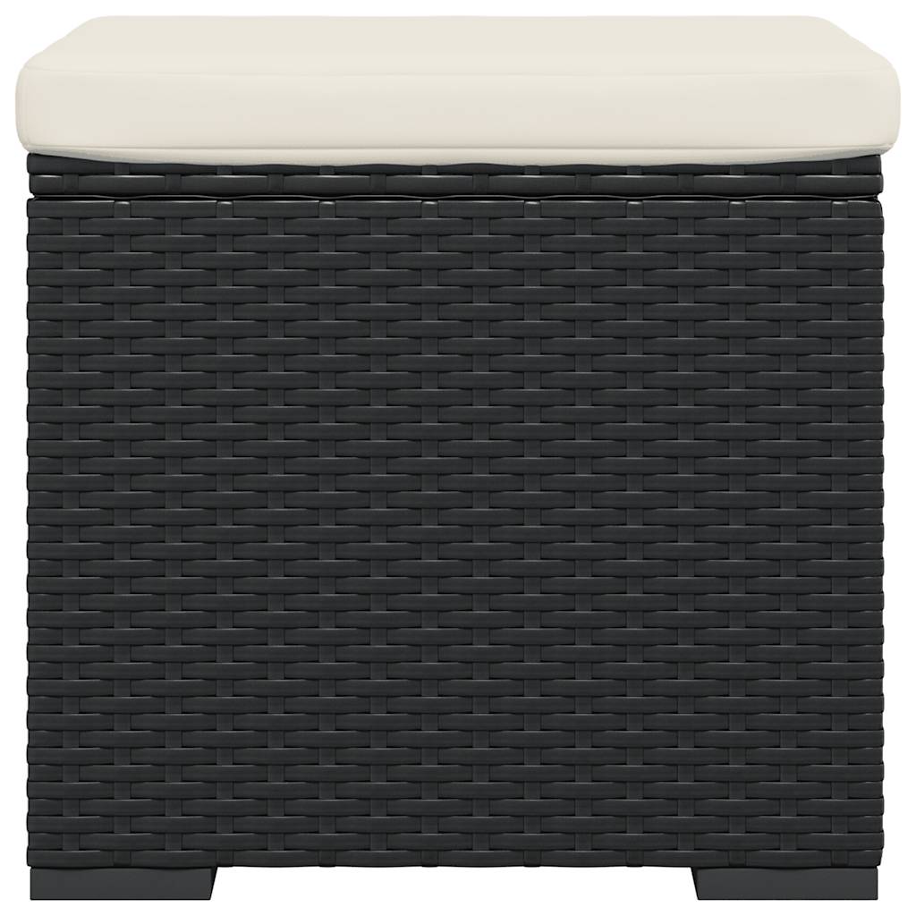 Hocker mit Kissen Schwarz 40x30x40 cm Poly Rattan