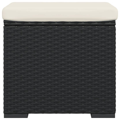 Hocker mit Kissen Schwarz 40x30x40 cm Poly Rattan