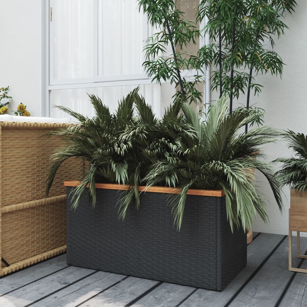 Pflanzkübel Schwarz 80x40x40 cm Poly Rattan