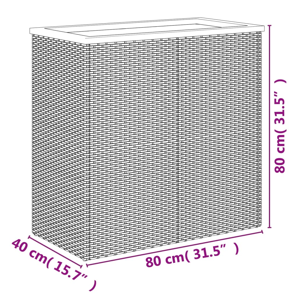 Pflanzkübel Schwarz 80x40x80 cm Poly Rattan