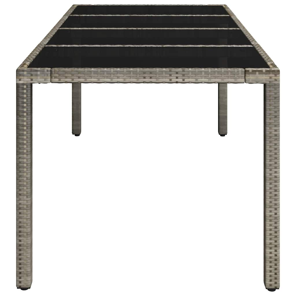 Gartentisch mit Glasplatte Grau 190x90x75 cm Poly Rattan