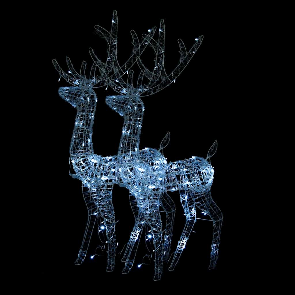LED-Rentiere 2 Stk. Acryl 128 cm Kaltweiß