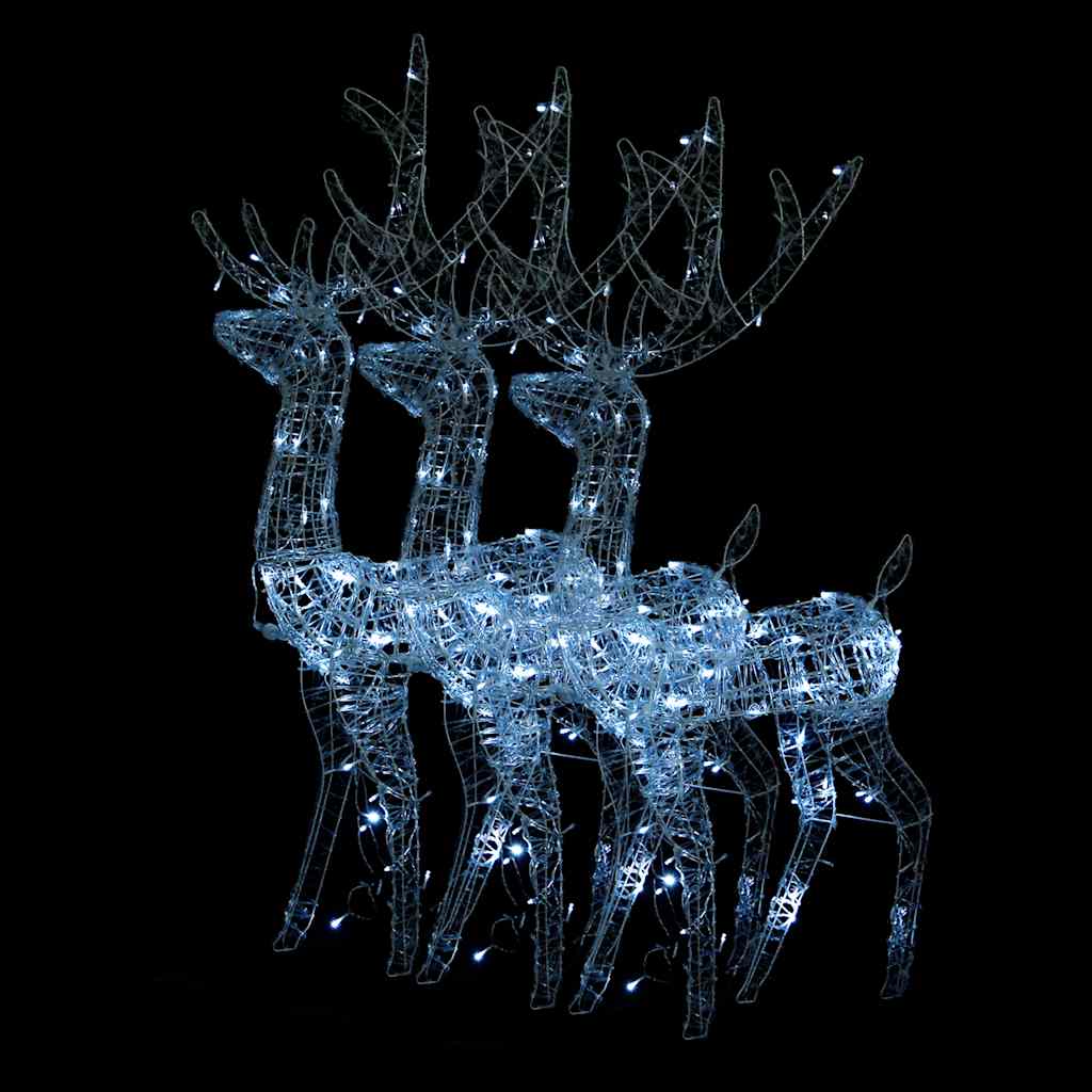 LED-Rentiere 3 Stk. Acryl 128 cm Kaltweiß