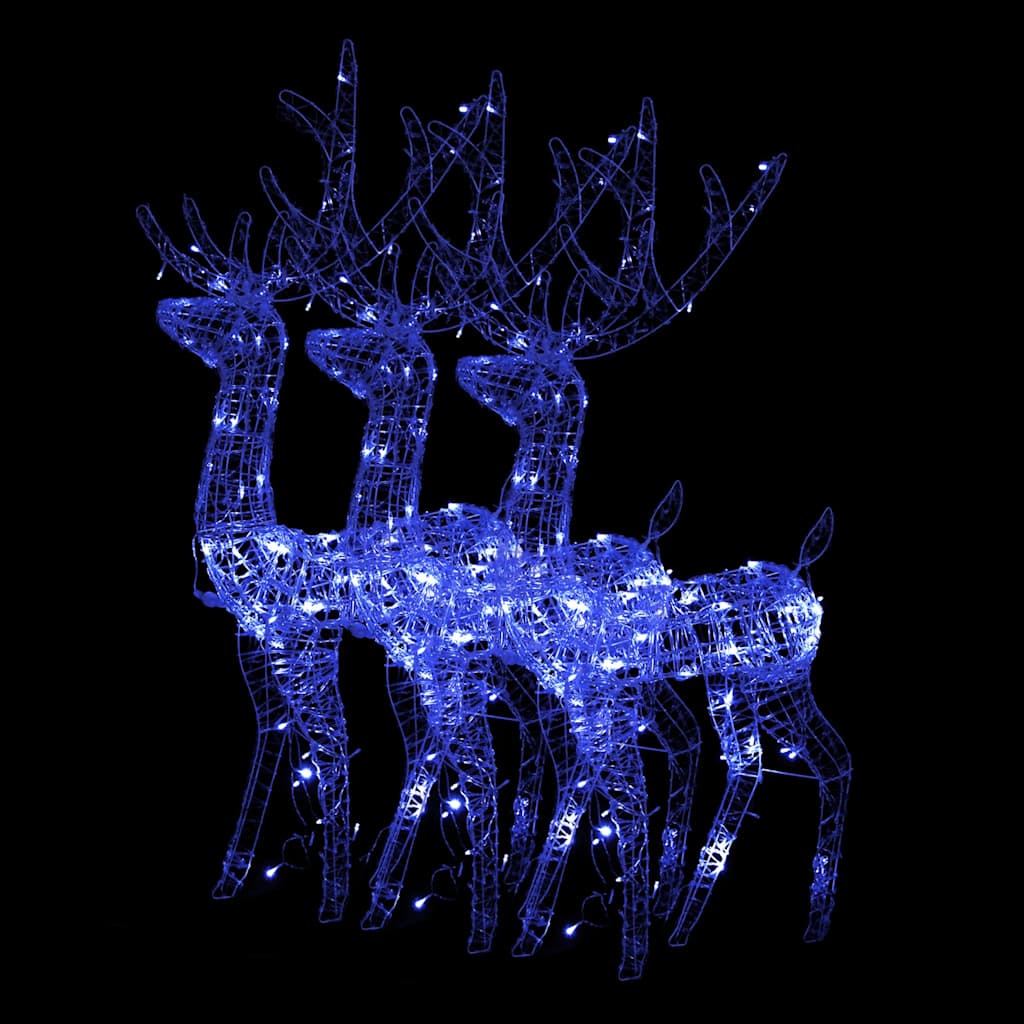 LED-Rentiere 3 Stk. Acryl 128 cm Blau