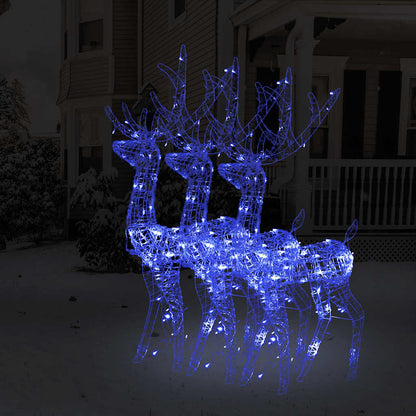 LED-Rentiere 3 Stk. Acryl 128 cm Blau